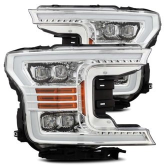 18-19 Ford F-150 NOVA LED Projector Headlights Plank Style Chrome w/ActivLight/Seq Signal