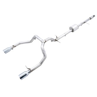 AWE 0FG Split Rear Exit for 4th Gen Silverado/Sierra 1500 5.3L (Flat Bumper)