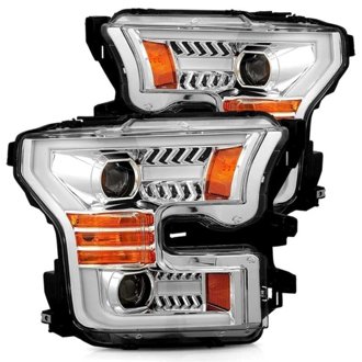 15-17 Ford F-150 PRO-Series Projector Headlights Plank Style Chrm w/Activ Light/Seq Signal