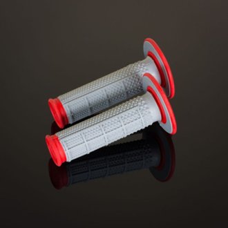 MX Dual Compound Grips Tapered 1/2 Waffle - Grey/ Red