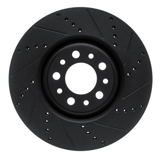 R1 2017-2025 Alfa Romeo Stelvio Front Right Drilled & Slotted Black Brake Rotor