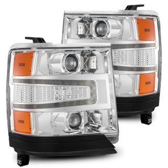 16-18 Chevy 1500HD LUXX LED Proj Headlights Chrome w/Seq Actv Lgt / Seq Sig (Req PN 810023