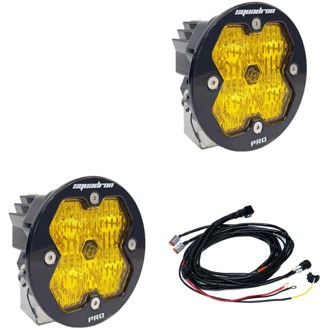 Squadron-R 2.0 Pro Black LED Auxiliary Light Pod Pair (Wide Cornering; Baja Amber)
