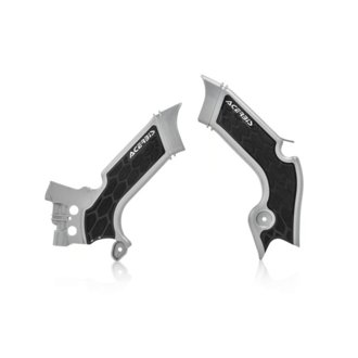 21+ Kawasaki KX250/ 19-23 KX450 Frame Guards- X-Grip - Silver/Black