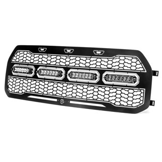 Scorpion Complete Replacement Tread Design Grille Flat Black W/ Led Lights