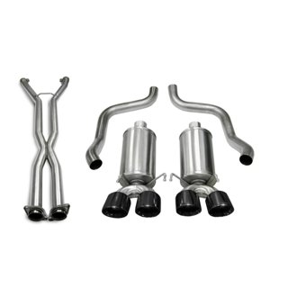 Corsa 06-08 Chevrolet Corvette C6 (A/T) 2.5in Xtreme Cat-Back Exhaust - 3.5in Black Twin Tips