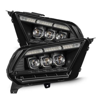 10-12 Ford Mustang NOVA-Series LED Projector Headlights Blk w/Activ Light & Seq.Sig /SB DRL