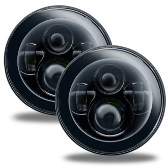 7" High Powered LED Headlights - NO HALO - Black Bezel