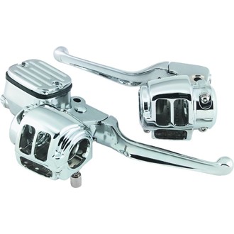 Bikers Choice 96-06 Big Twin 96-03 XL With 11/16 Bore Master Cylinder Chrome Handlebar Control Kit