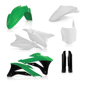 14-21 Kawasaki KX85/100 Full Plastic Kit - Green/White/Black Original 14-15