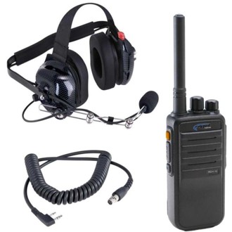 Crew Chief - H42 Spotter Headset and Rugged Handheld Radio Package - Blue
