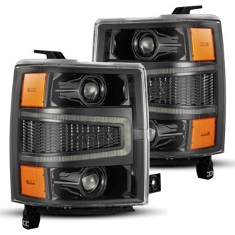 04-15 Chevy 1500HD LUXX LED Proj Headlights Alpha-Black w/Seq Activation Light / Seq Signal