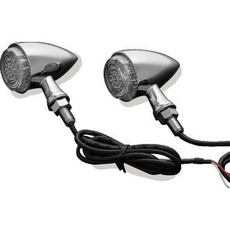 Torpedo Indicator Led Amber/Red Lights Rear Run-Turn-Brake Chrome