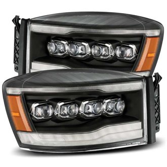 06-08 Dodge Ram 1500HD NOVA LED ProjHeadlights Plank Style Blk w/Seq Signal/DRL/Amber LED