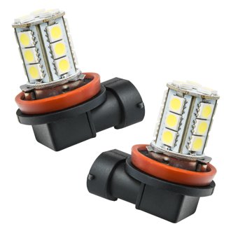 H11 18 LED Bulbs, White, Pair