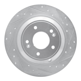 R1 18-23 Genesis G70 Rear Right Drilled & Slotted Silver Brake Rotor