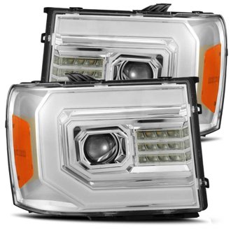 07-13 GMC 1500HD PRO-Series Projector Headlights Plank Style Chrm w/Activ Light/Seq Signal