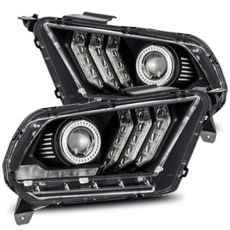 10-12 Ford Mustang LUXX LED Proj Headlights Plank Style Black w/Activ Light/Seq Signal