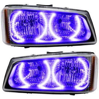 03-06 Chevrolet Silverado Pre-Assembled LED Halo Headlights -UV/Purple