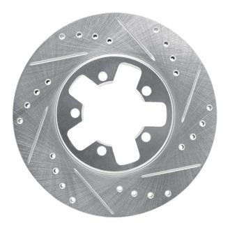 R1 84-89 Nissan 300ZX Front Right Drilled & Slotted Silver Brake Rotor