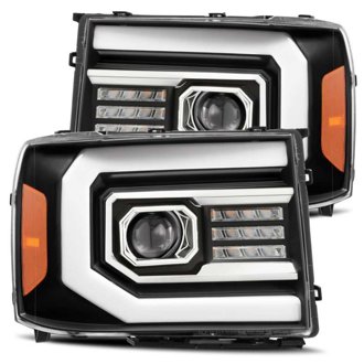 07-13 GMC 1500HD PRO-Series Proj Headlights Plank Style Matte Blk w/Activ Light/Seq Signal