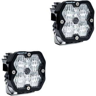 Squadron 2.0 Sport Black LED Auxiliary Light Pod Pair (No Harness) (Wide Cornering; Clear)