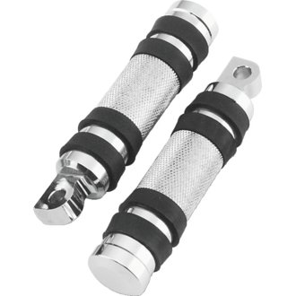 Bikers Choice Big Twin & Xl Chrome Knurled Male Mount Footpegs W/Rubber Bands Pr.