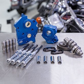 2017+ M8 Models Gear Drive 475G Cam Chest Kit w/ Chrm Pushrod Tubes - Oil Cooled Incl. VVT