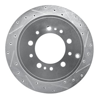 R1 17-21 Toyota Land Cruiser Rear Right Drilled & Slotted Silver Brake Rotor