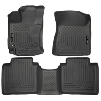 15 Toyota Venza WeatherBeater Front & Second Row Tan Floor Liners Black