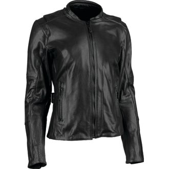 Throttle Body Leather Jacket Black Womens - Medium