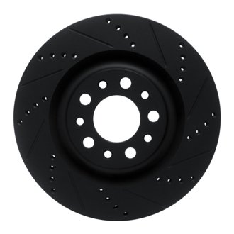 R1 2017-2025 Alfa Romeo Stelvio Rear Right Drilled & Slotted Black Brake Rotor