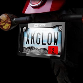 Motorcycle License Plate Frame Light W/ White Led - Chrome