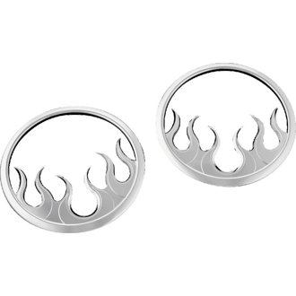 Flame Speaker Grills For 14-Up Touring Models Chrome