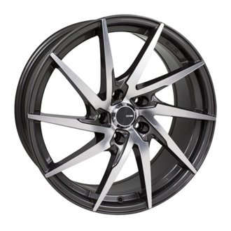 PW10 16x7 5x100 42mm Offset 72.6mm Bore Gunmetal Wheel w/ Machined Spokes Wheel