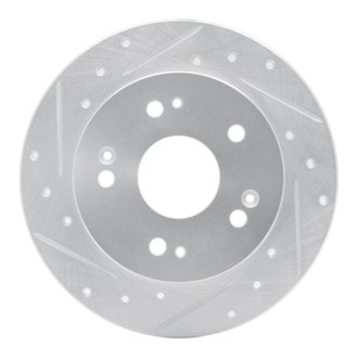 R1 06-15 Honda Civic Si Rear Left Drilled & Slotted Silver Brake Rotor