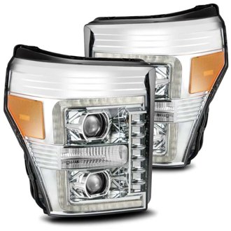 11-16 Ford F-350 SD LUXX LED Proj Headlights Plank Style Chrm w/Activ Light/Seq Signal/DRL