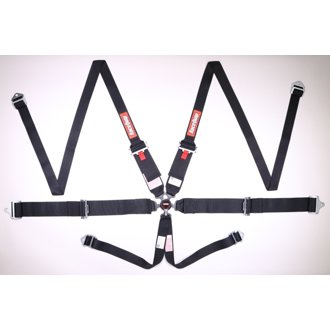 Black SFI CAMLOCK 6pt PU Lap HNR Seat Belt