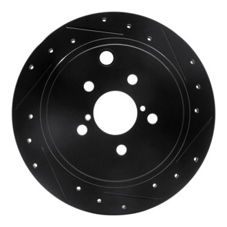 R1 10-25 Scion FR-S Rear Right Drilled & Slotted Black Brake Rotor