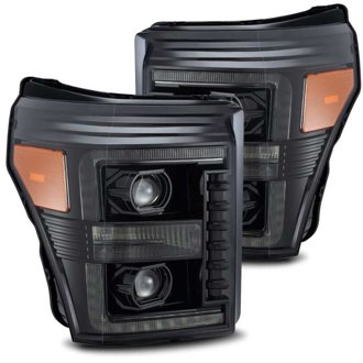 11-16 Ford F-350 SD LUXX LED Proj Headlights Plank Style Alpha Blk w/Activ Light/Seq Signal