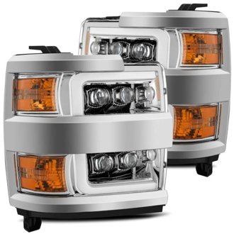 15-18 Chevy 2500HD NOVA LED Proj Headlights Plank Style Chrome w/Activ Light/Seq Signal/DRL