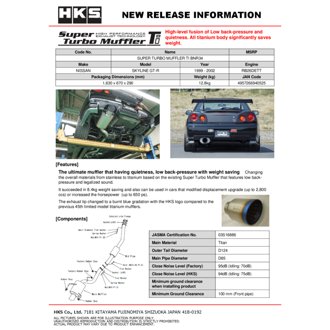 SUPER TURBO MUFFLER TI BNR34 RB26DETT