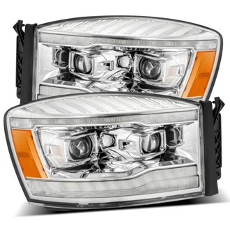 06-08 Dodge Ram 1500HD LUXX LED Projector Headlights Plank Style Chrome w/Seq Signal/DRL