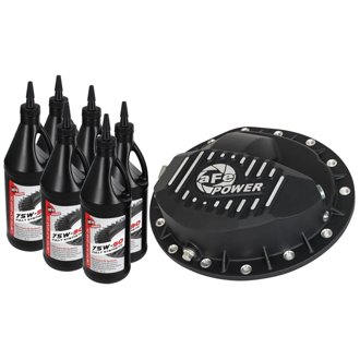 Pro Series Rear Differential Cover Black W/ Machined Fins & Gear Oil