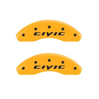 MGP Front set 2 Caliper Covers Engraved Front 2015/Civic Yellow finish black ch