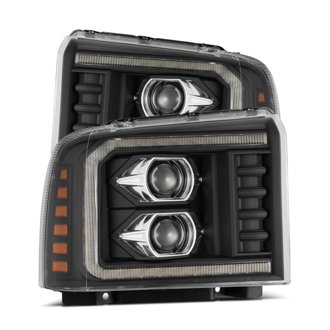 05-07 Ford F250/350/450/550 Super Duty LUXX LED Proj HL Blk w/Actv Light & Seq Sig + SB DRL