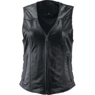 Leather By River Road Plains Leather Vest Black Womens - Medium