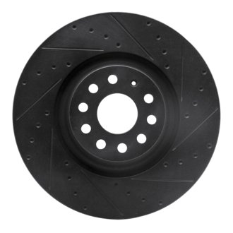 R1 2022+ Volkswagen GTI Mk 8 Front Right Drilled & Slotted Black Brake Rotor