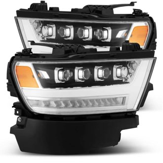 19-20 Ram 1500HD NOVA LED Proj Headlights Plank Style Chrome w/Activ Light/Seq Signal/DRL
