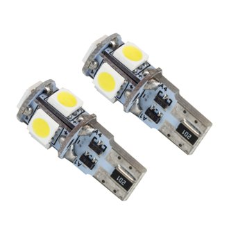 T10 5 LED 3 Chip SMD Bulbs (Pair) - Cool White